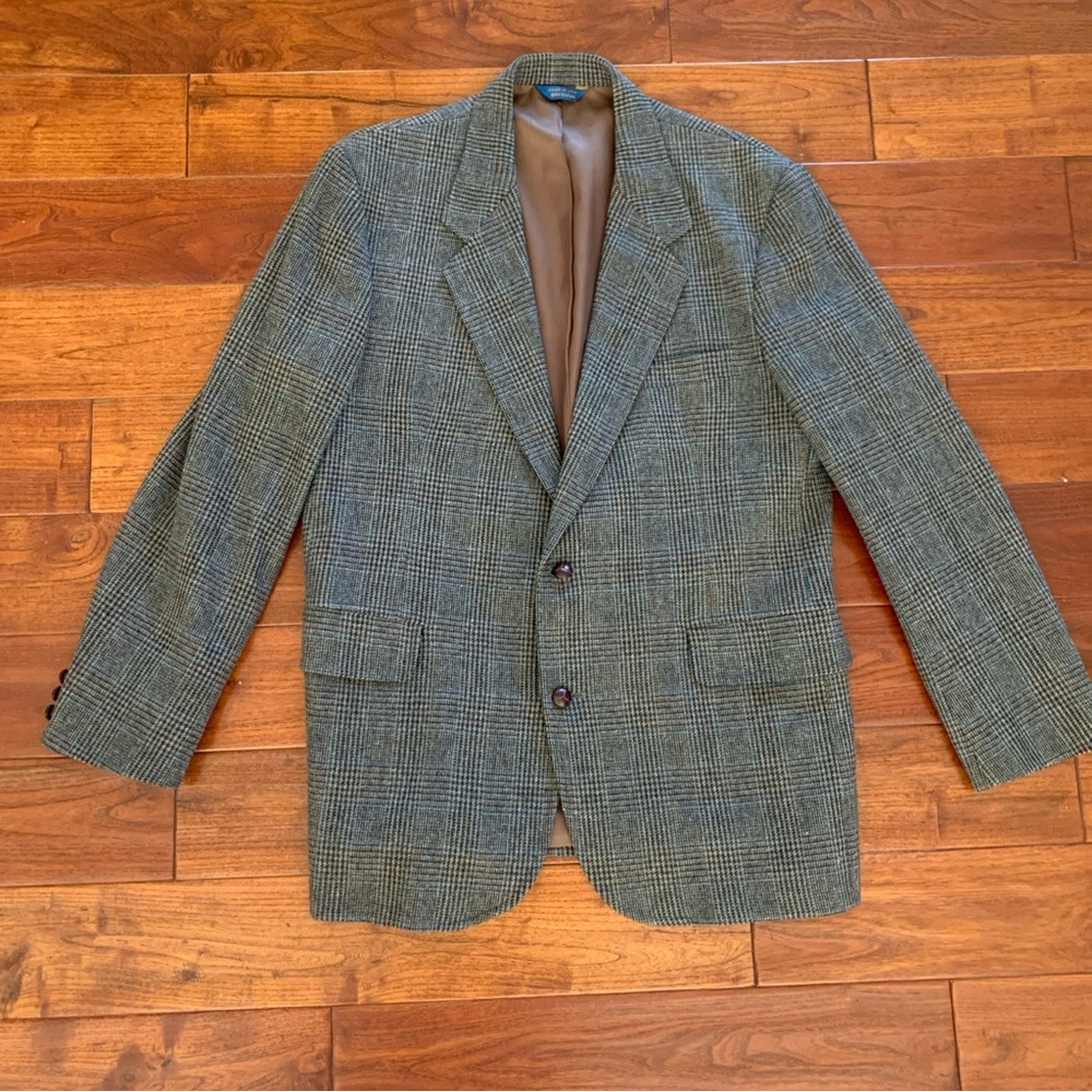 Pendleton Men’s Blazer Size 46L Grey Tweed Two Button Sport Coat Vintage Wool